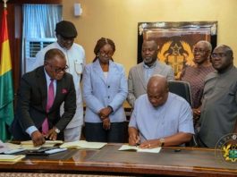 Prez Mahama signs five bills into law, overhauls security architecture and mining levy